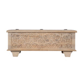 Indian Hand Carved Solid Wood Blanket Box Chest C10